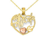 14K Yellow and Pink Gold #1 WIFE Heart Pendant Necklace with Chain